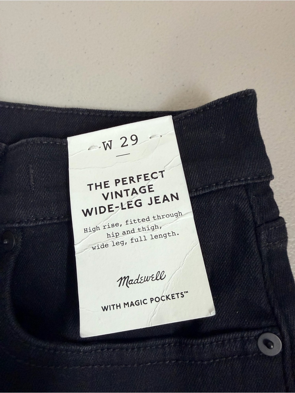 Madewell Perfect Vintage Wide Leg Jeans NWT Size 29 Black High Rise Full Length - Picture 8 of 11
